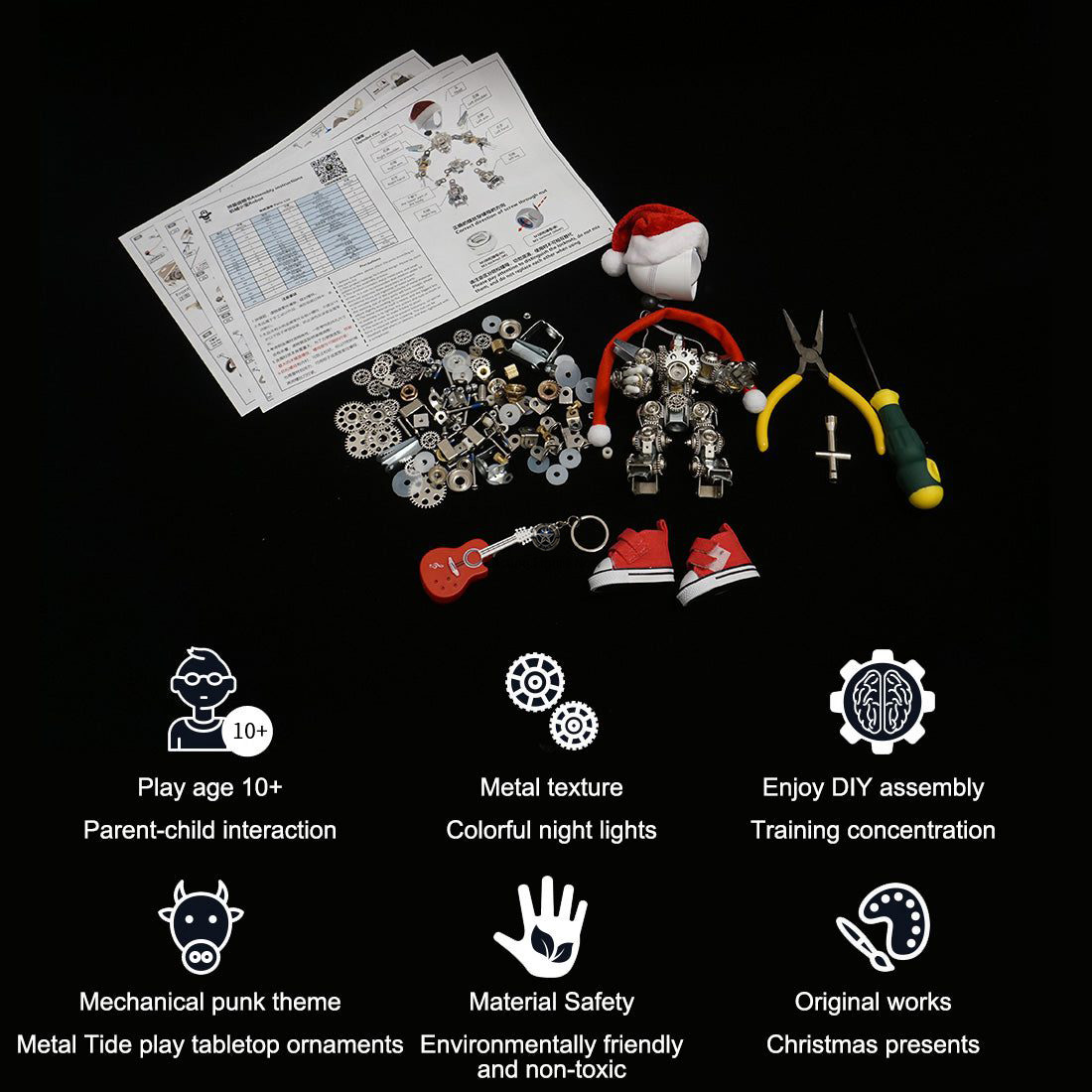 Christmas Bundle: Santa Claus, Golden Elk, and Winter Village 3D Metal Puzzles Christmas Bundle: Santa Claus, Golden Elk, and Winter Village 3D Metal Puzzles