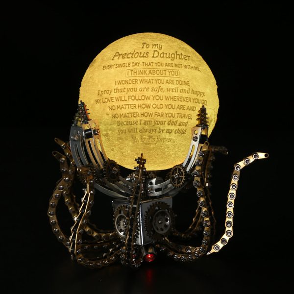 Custom Steampunk Octopus Light Lamp: 1061PCS Metal Model Kit