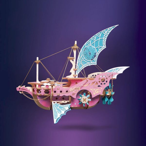 3D Wooden Fantasy Arabian Spaceship Steampunk Toy Model