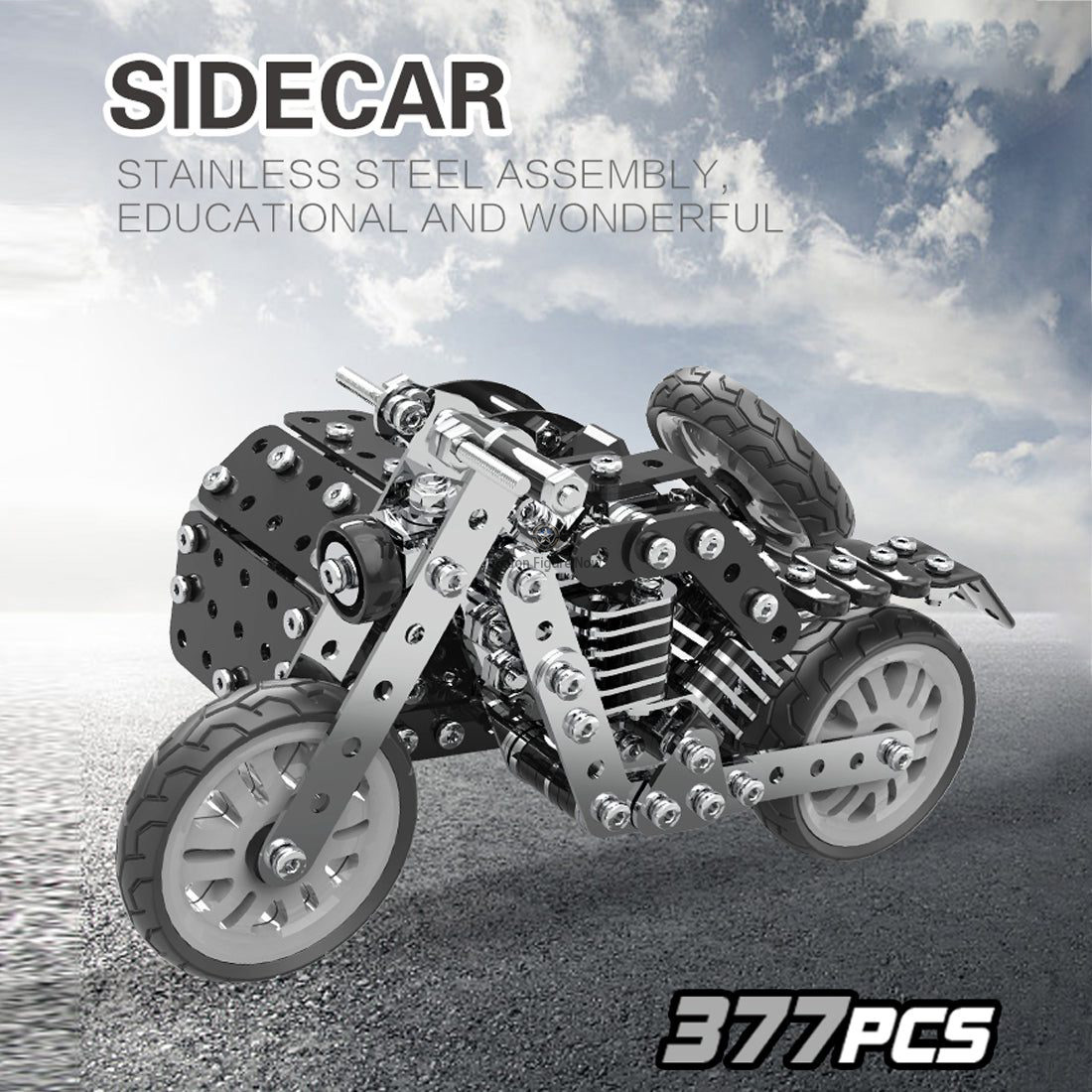 DIY Side Tricycle Assembly Model, 3D Motorcycle Puzzle Kit with 377 Stainless Steel Screw Toys DIY Side Tricycle Assembly Model, 3D Motorcycle Puzzle Kit with 377 Stainless Steel Screw Toys