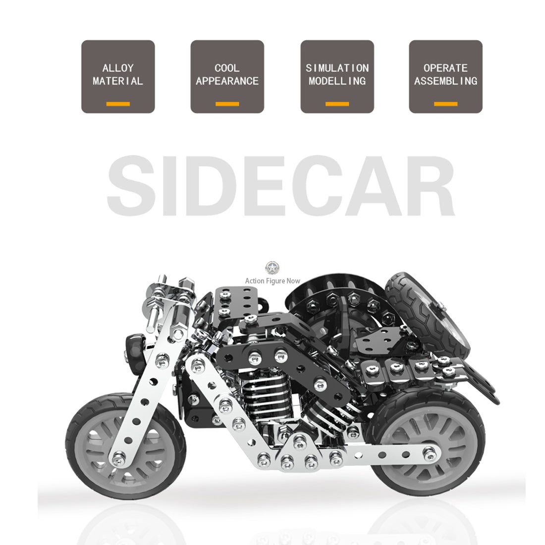 DIY Side Tricycle Assembly Model, 3D Motorcycle Puzzle Kit with 377 Stainless Steel Screw Toys DIY Side Tricycle Assembly Model, 3D Motorcycle Puzzle Kit with 377 Stainless Steel Screw Toys