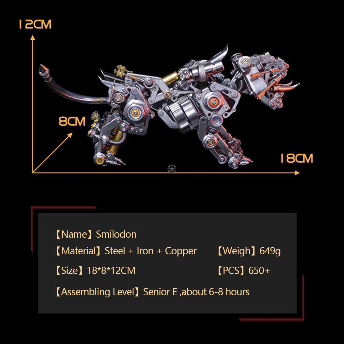 Extinct Smilodon Saber Tooth Tiger 3D Metal Model Kits for Adults Extinct Smilodon Saber Tooth Tiger 3D Metal Model Kits for Adults