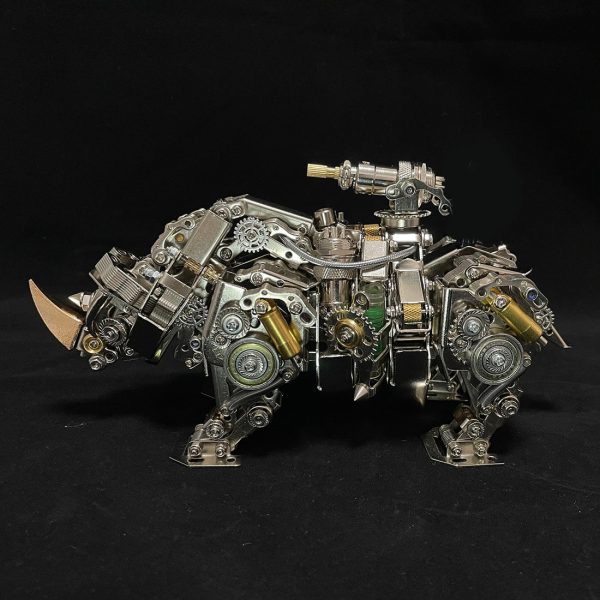 3D Metal Puzzle Animal Assembly Model - Mechanical Rhino (700+ Pieces)