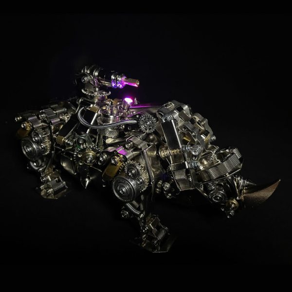 3D Metal Puzzle Animal Assembly Model - Mechanical Rhino (700+ Pieces)