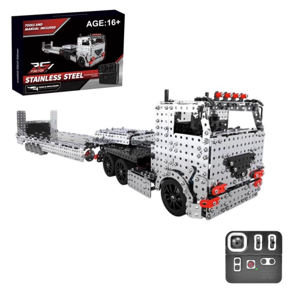 3D Metal Puzzle Electric Trailer Tractor - DIY RC Metal Vehicle Model - 2100 Pieces