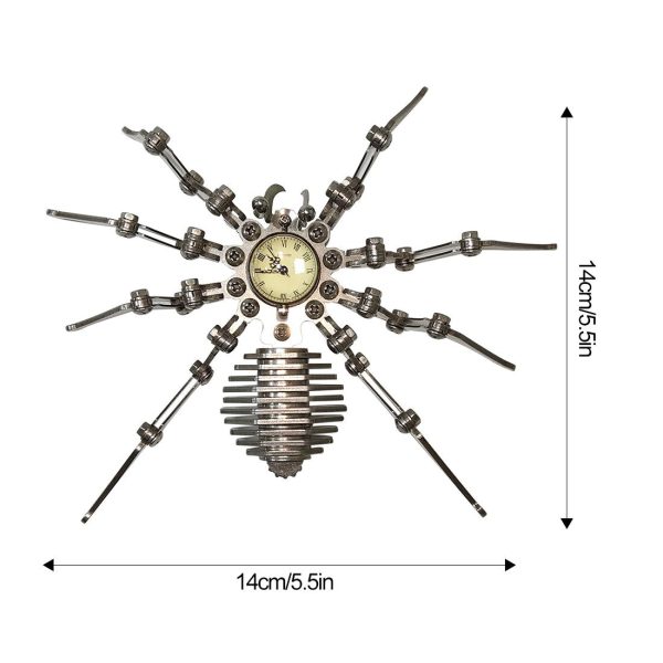 Punk Style 3D Metal Assembled Spider Wall Clock for Home Decoration