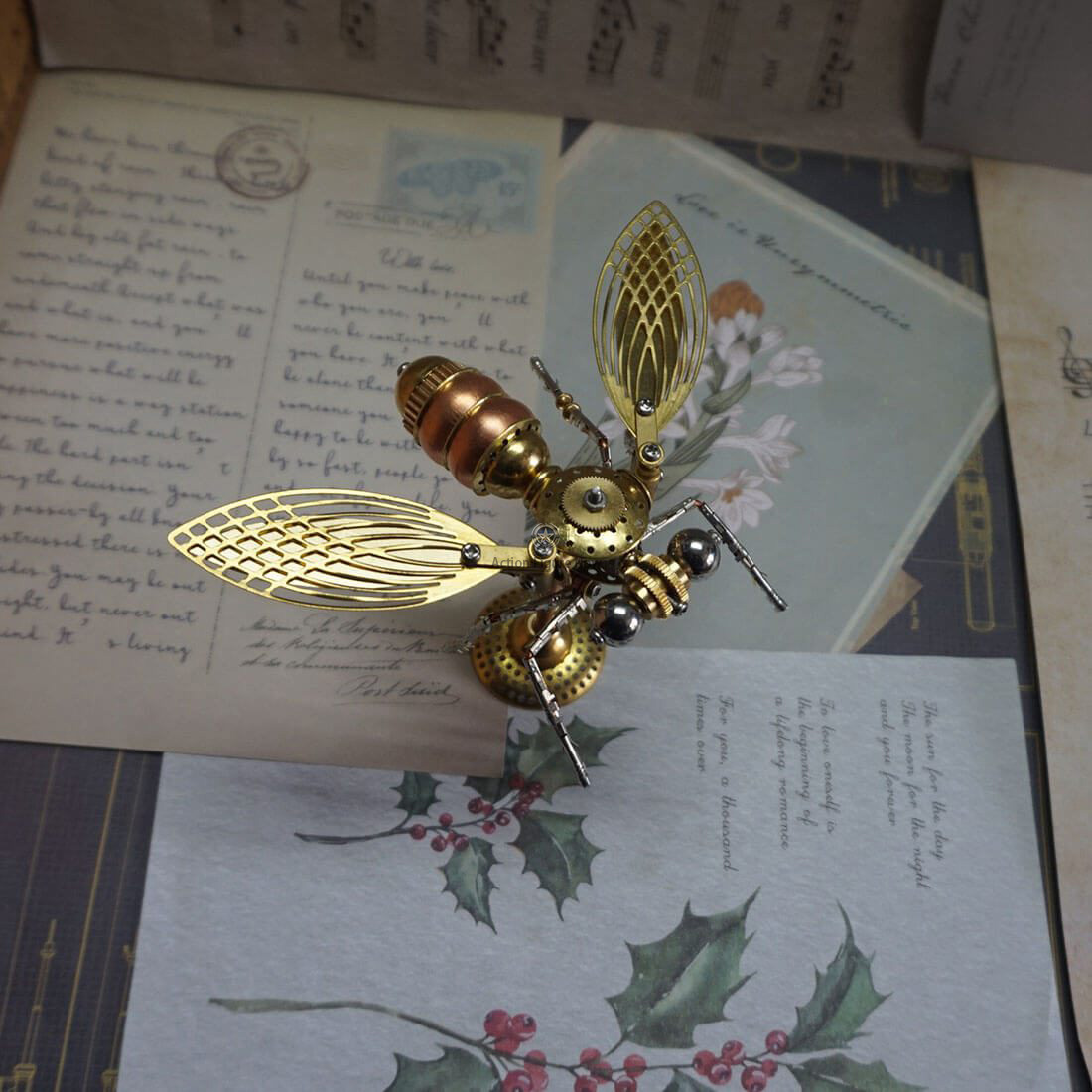 Steampunk Brass Bee and Dragonfly 3D DIY Kit Steampunk Brass Bee and Dragonfly 3D DIY Kit