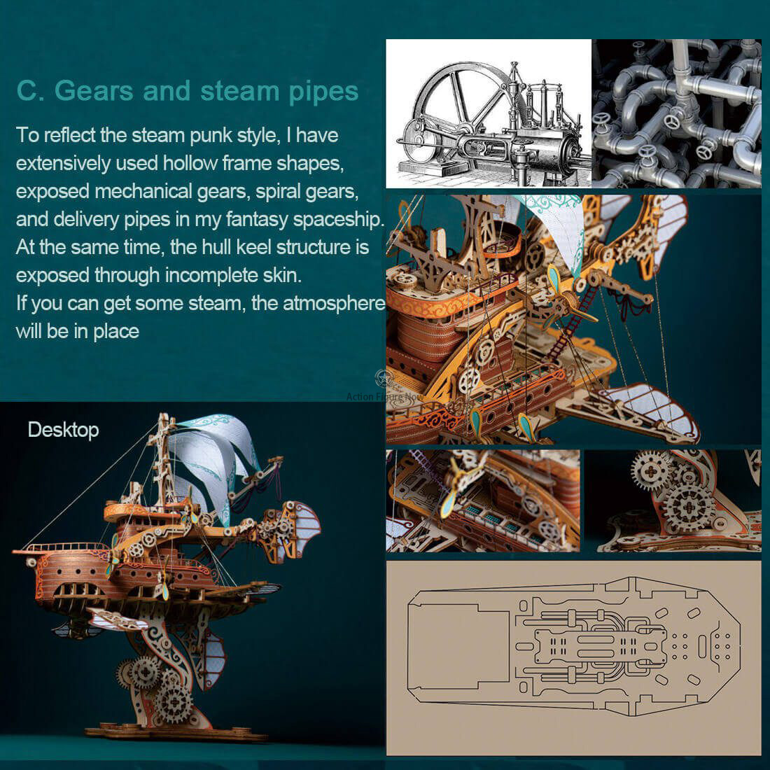 Steampunk DIY Fantasy Travel Spaceship Wooden Puzzle Steampunk DIY Fantasy Travel Spaceship Wooden Puzzle