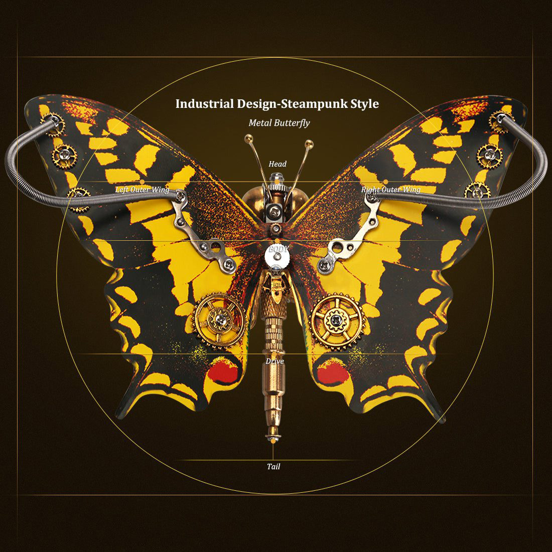 Steampunk Eastern Tiger Swallowtail Butterfly DIY Kit: Papilio Glaucus with Flower Base Steampunk Eastern Tiger Swallowtail Butterfly DIY Kit: Papilio Glaucus with Flower Base