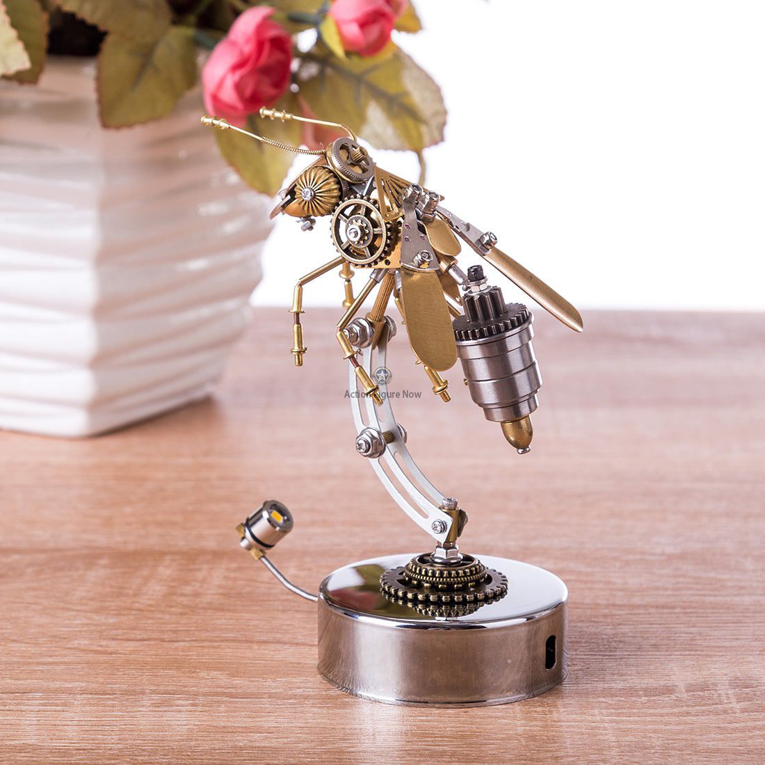 Steampunk Metal Brass Wasp Bug: Luminous Handcrafted Assembly Model Steampunk Metal Brass Wasp Bug: Luminous Handcrafted Assembly Model