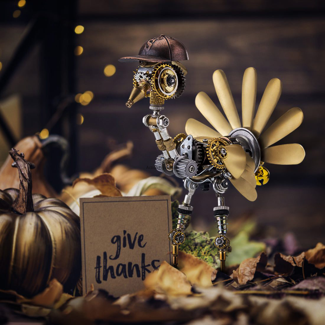 Steampunk Newsboy Turkey with Cap - 280-Piece 3D Metal Puzzle Kit Steampunk Newsboy Turkey with Cap - 280-Piece 3D Metal Puzzle Kit