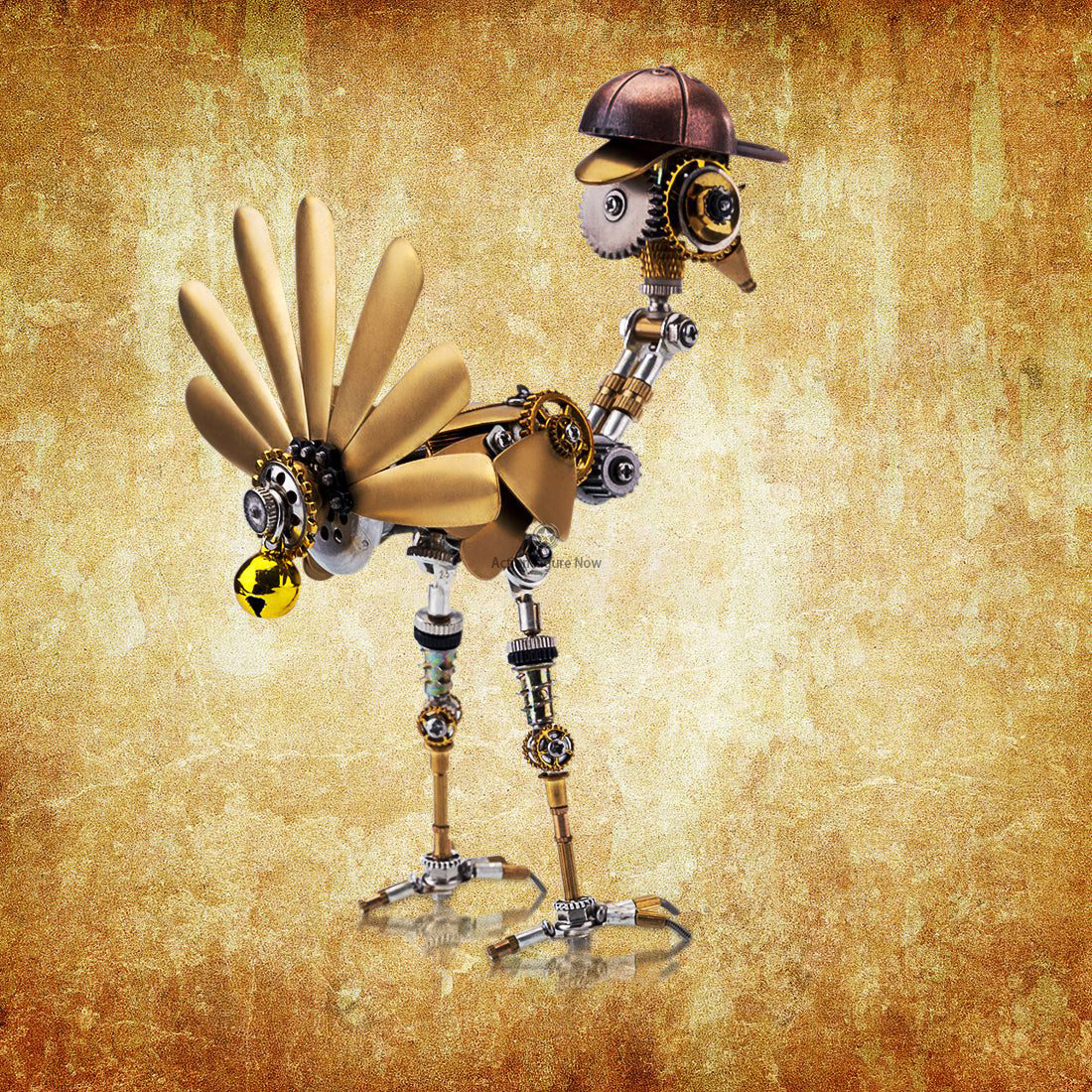 Steampunk Newsboy Turkey with Cap - 280-Piece 3D Metal Puzzle Kit Steampunk Newsboy Turkey with Cap - 280-Piece 3D Metal Puzzle Kit
