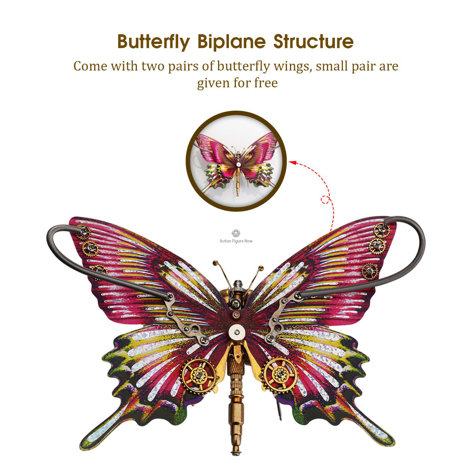 Steampunk Purple and Red Swallowtail Butterfly Model Kit with Intricate Floral Base Steampunk Purple and Red Swallowtail Butterfly Model Kit with Intricate Floral Base