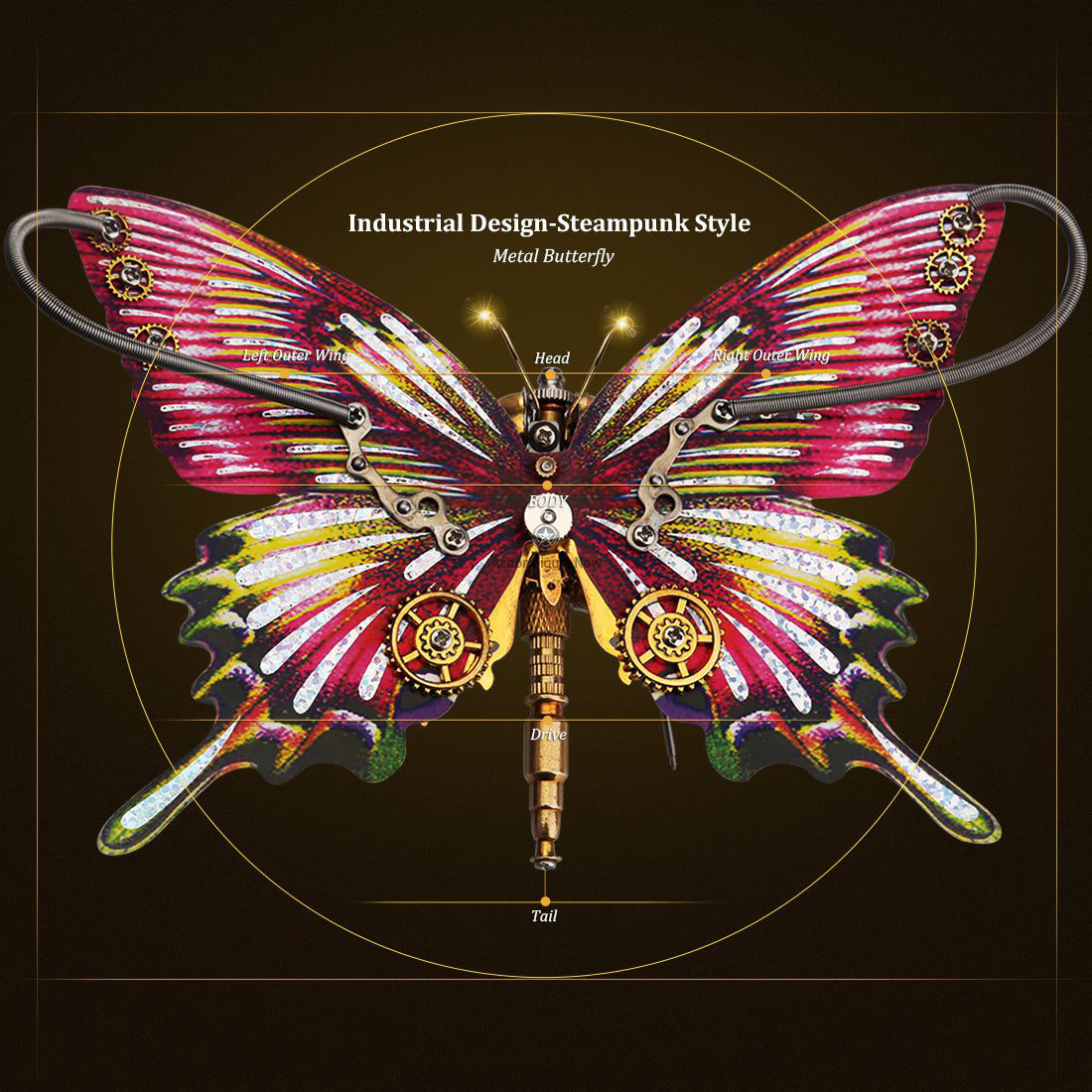 Steampunk Purple and Red Swallowtail Butterfly Model Kit with Intricate Floral Base Steampunk Purple and Red Swallowtail Butterfly Model Kit with Intricate Floral Base