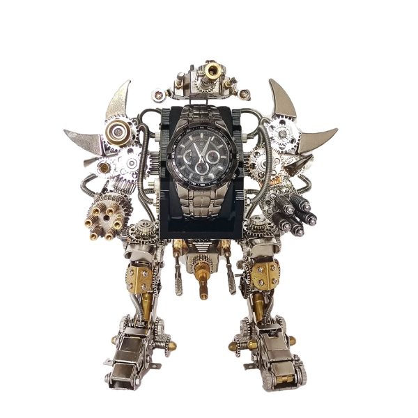 Taurus Robot Watch Stand Holder 3D Assembly Metal Fighting Mecha Action Figure for Clock Collector