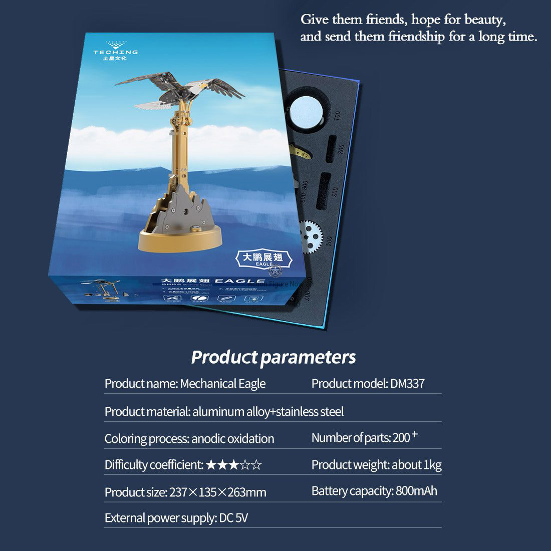 TECHING 3D Metal Puzzle: Bald Eagle Automaton Model Building Kit TECHING 3D Metal Puzzle: Bald Eagle Automaton Model Building Kit