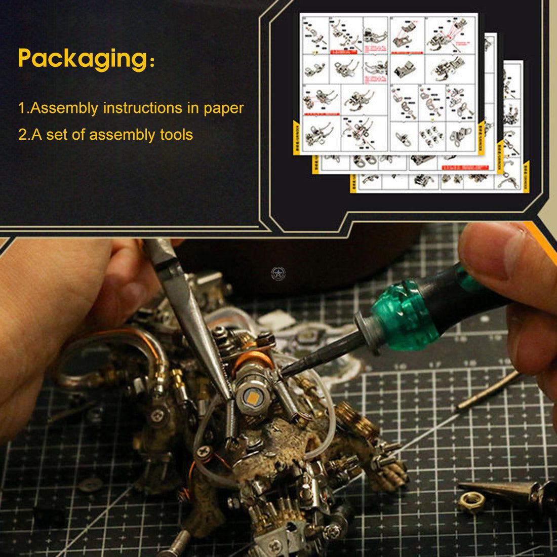 547PCS Steampunk Mutant Crocodile 3D Metal Puzzle DIY Assembly Model Kit 547PCS Steampunk Mutant Crocodile 3D Metal Puzzle DIY Assembly Model Kit