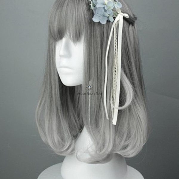 Lolita Wig with Gradient Pink Bob in Two Tones with Blunt Bangs