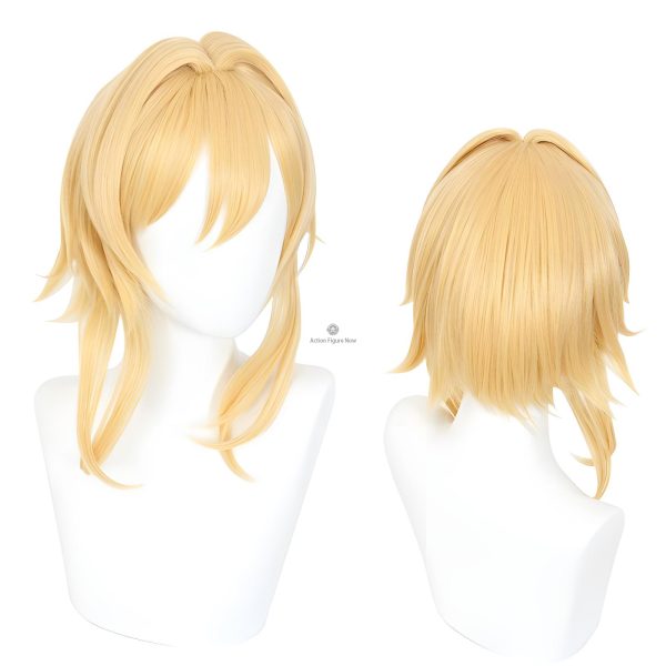 Genshin Impact Lumine Cosplay Wig - Golden Blonde Goddess Hair Wig with Pink Clip on Hair Extension