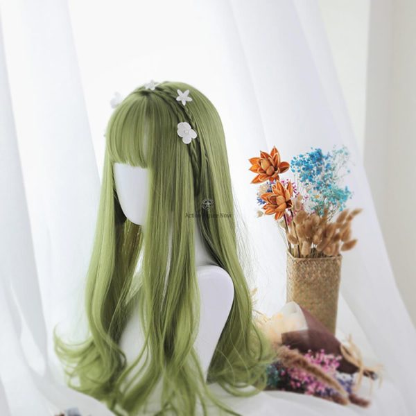 Extra Long Wavy Sage Green Lolita Wig