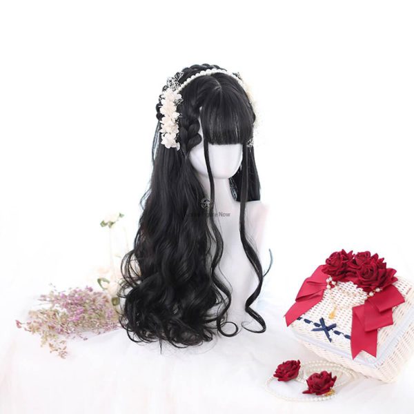 Cosplay Wig CS-834A: Black Lolita Wig with Side-Long Braids