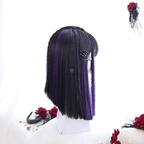 Long Straight Purple Braided Lolita Wig