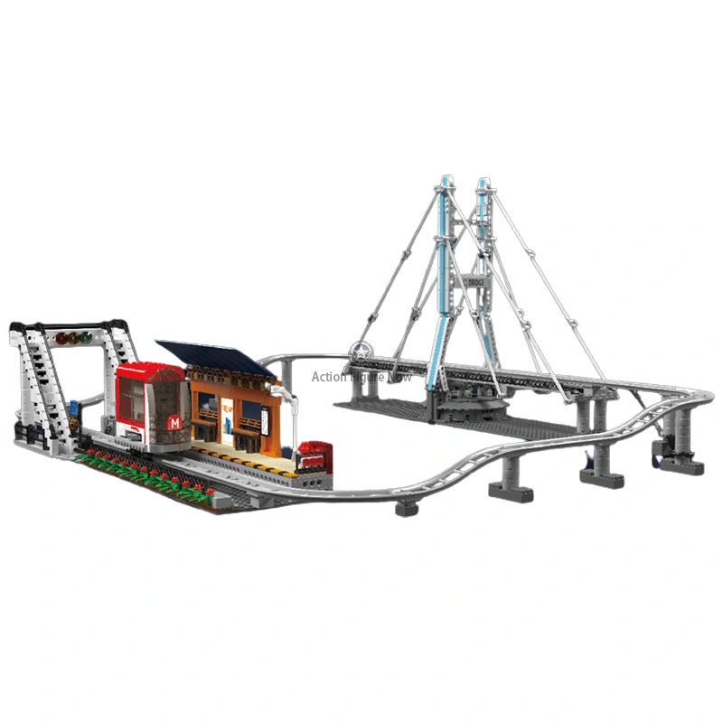 Motorized Monorail Roller Coaster Model Building Blocks - 1487 Pieces Motorized Monorail Roller Coaster Model Building Blocks - 1487 Pieces