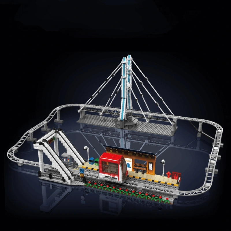 Motorized Monorail Roller Coaster Model Building Blocks - 1487 Pieces Motorized Monorail Roller Coaster Model Building Blocks - 1487 Pieces