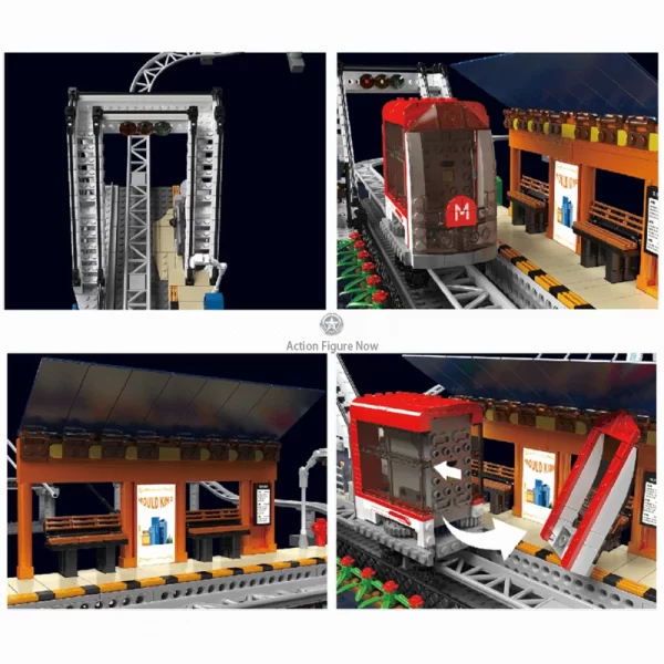 Motorized Monorail Roller Coaster Model Building Blocks - 1487 Pieces