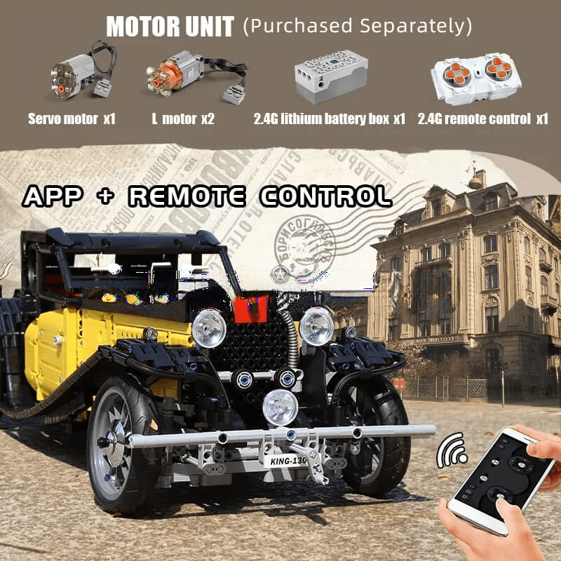 ActionFigureNow 13080 Motorized Vintage T50 Car Model Building Kit with Remote Control - 3,654 Pieces ActionFigureNow 13080 Motorized Vintage T50 Car Model Building Kit with Remote Control - 3,654 Pieces
