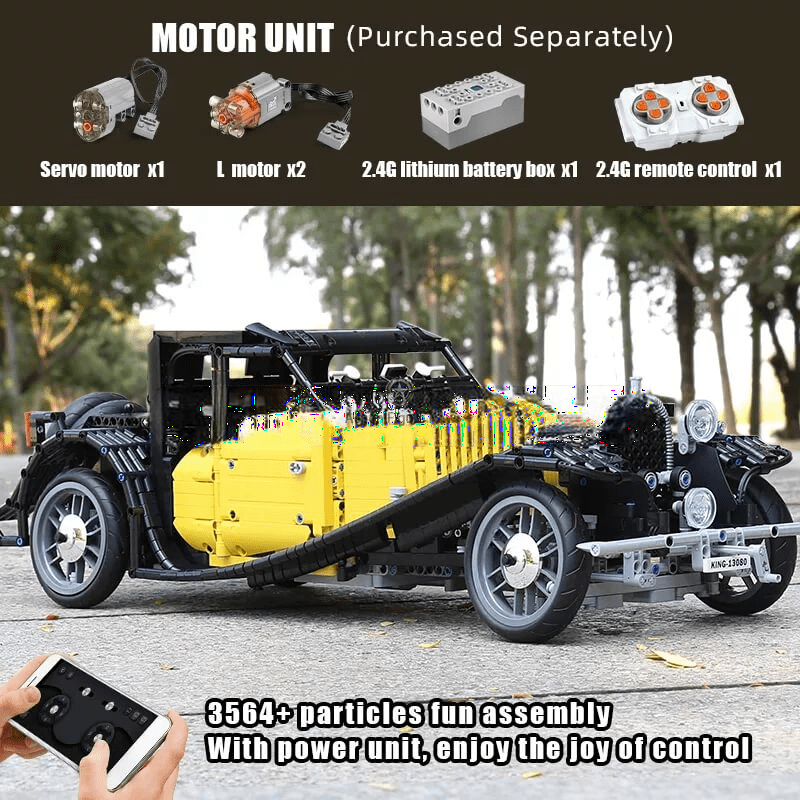 ActionFigureNow 13080 Motorized Vintage T50 Car Model Building Kit with Remote Control - 3,654 Pieces ActionFigureNow 13080 Motorized Vintage T50 Car Model Building Kit with Remote Control - 3,654 Pieces