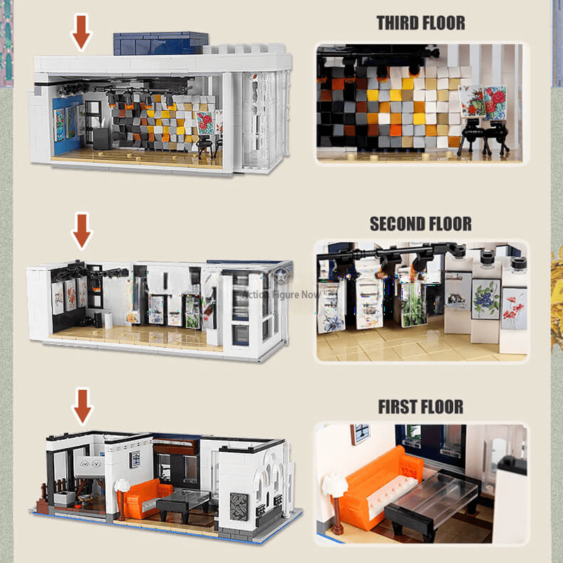 ActionFigureNow 16043 MOC 3-Tier Art Gallery Showcase Building Set | 3536 Pieces ActionFigureNow 16043 MOC 3-Tier Art Gallery Showcase Building Set | 3536 Pieces