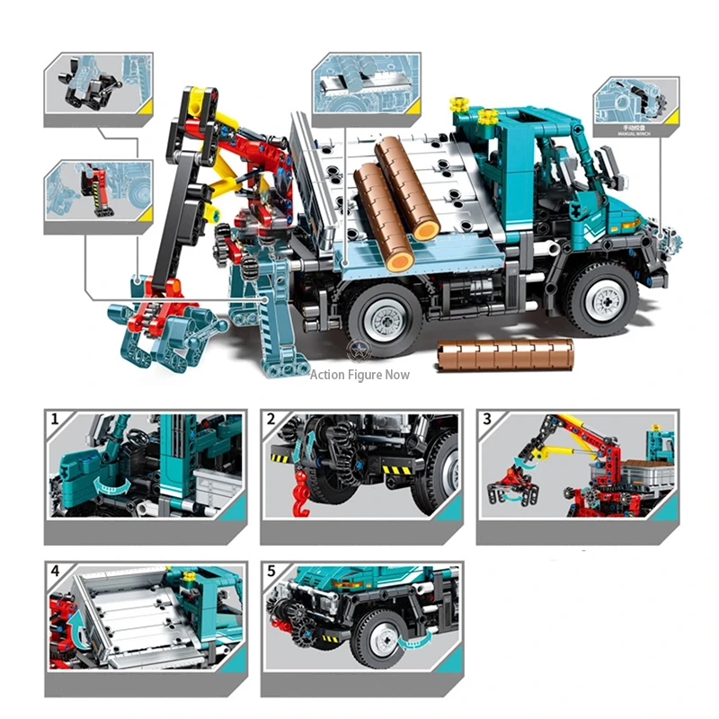 909pcs Remote-Controlled Logging Unimog Truck 909pcs Remote-Controlled Logging Unimog Truck