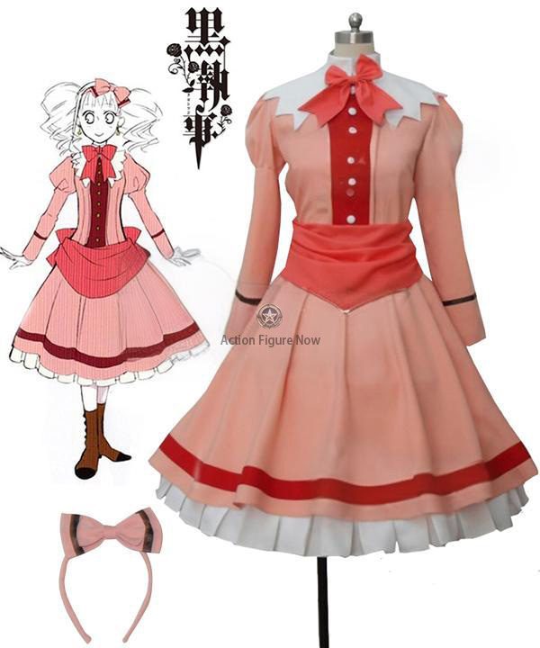 Elizabeth Midford (Liz) Orange Lolita Long Dress Cosplay Costume from Black Butler II Kuroshitsuji