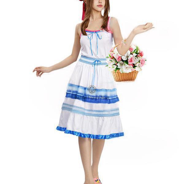 Aerith Gainsborough Blue and White Cosplay Dress from Final Fantasy VII Rebirth
