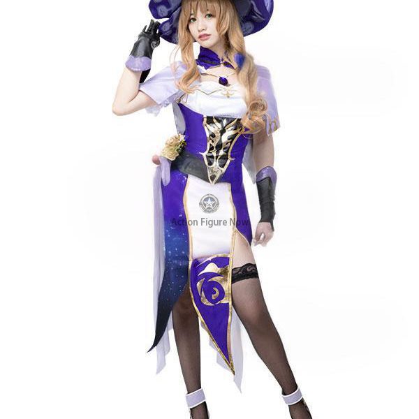 Sexy Adult Lisa's Witch Halloween Costume Purple Dress from Genshin Impact