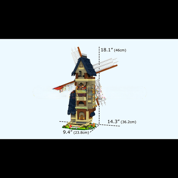 ActionFigureNow 10060 Building Set - Medieval Europe Windmill Replica | 1584-Piece LEGO-Compatible Construction Kit
