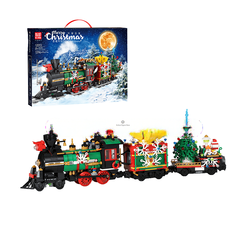 ActionFigureNow 12012 Lighted & Musical Christmas Train Building Kit | 1,296 Pieces Set