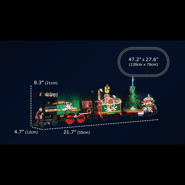 ActionFigureNow 12012 Lighted & Musical Christmas Train Building Kit | 1,296 Pieces Set