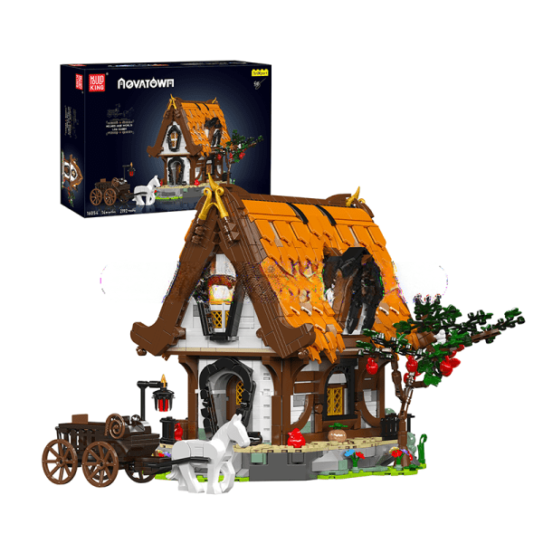 ActionFigureNow 16054 Log Cabin Building Kit: 2,192-Piece Medieval World Collectible Street View Set