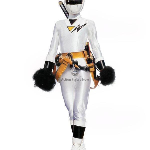 Mighty Morphin Alien Rangers White Aquitar Ranger Cosplay Outfit