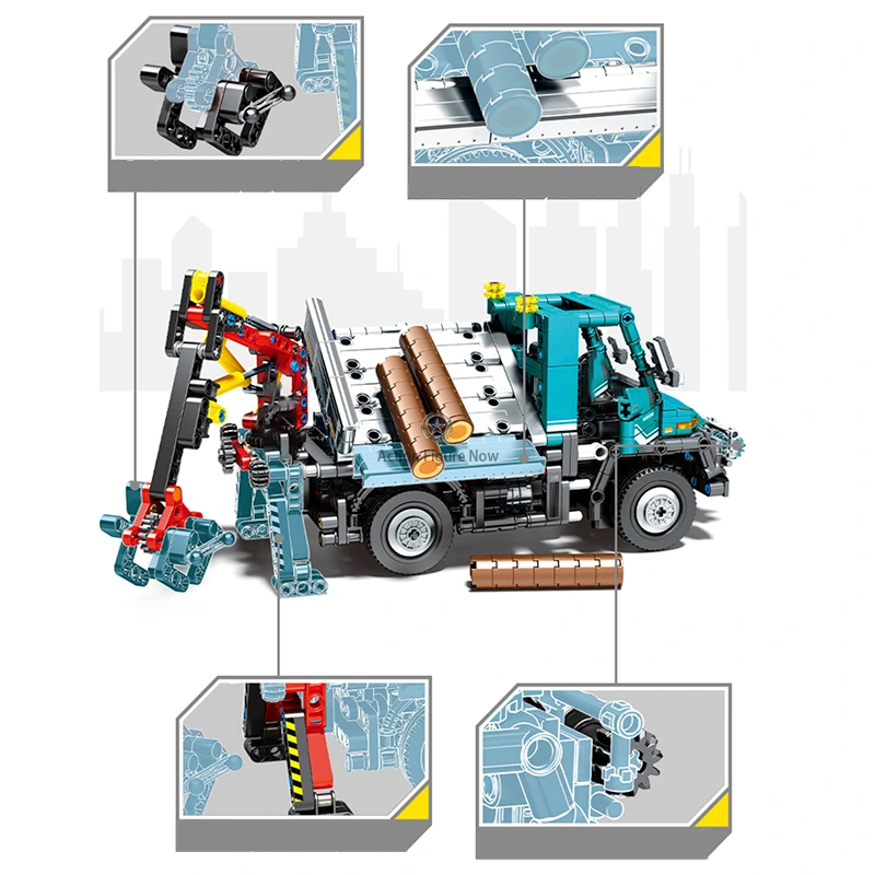 909pcs Remote-Controlled Logging Unimog Truck 909pcs Remote-Controlled Logging Unimog Truck