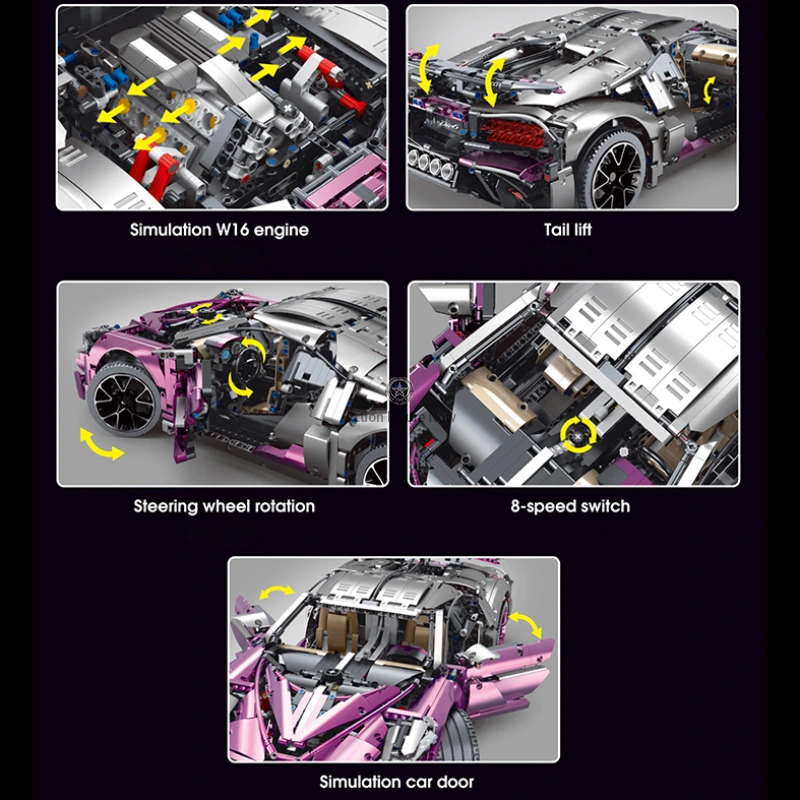 Pink Devil Hypercar Model 3728pcs Pink Devil Hypercar Model 3728pcs