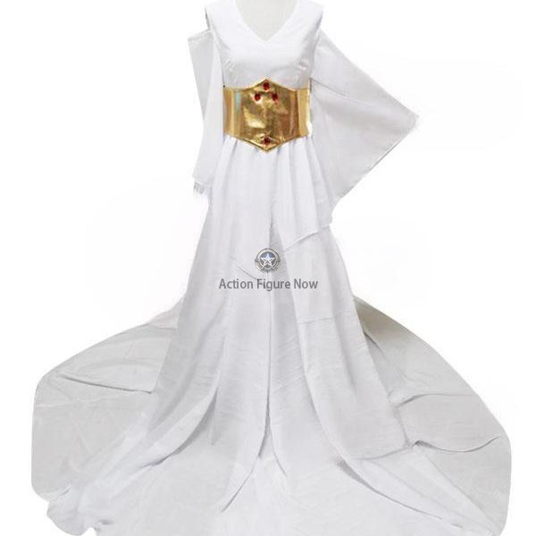 Sasha Athena White Dress Cosplay Costume from Saint Seiya