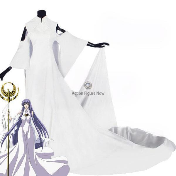 Sasha Athena White Dress Cosplay Costume from Saint Seiya