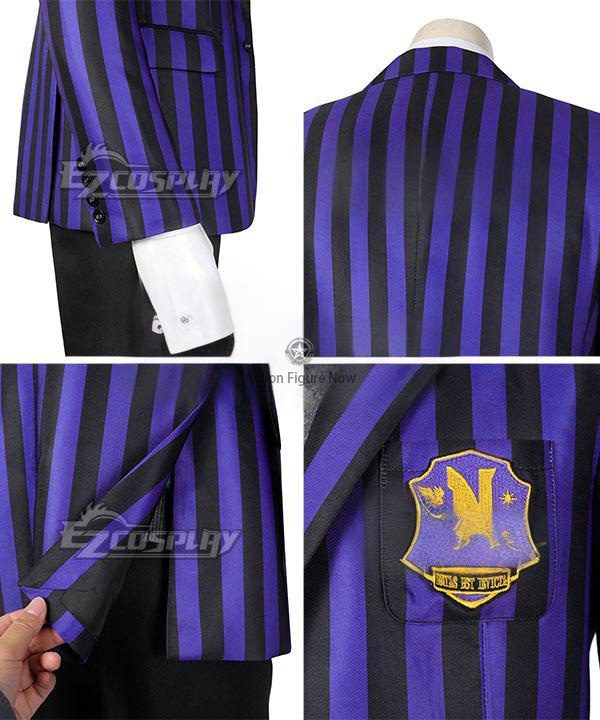 Wednesday Series 2022 - Nevermore Academy Male Uniform Cosplay Costume in Purple Wednesday Series 2022 - Nevermore Academy Male Uniform Cosplay Costume in Purple
