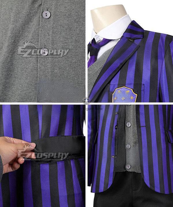Wednesday Series 2022 - Nevermore Academy Male Uniform Cosplay Costume in Purple Wednesday Series 2022 - Nevermore Academy Male Uniform Cosplay Costume in Purple