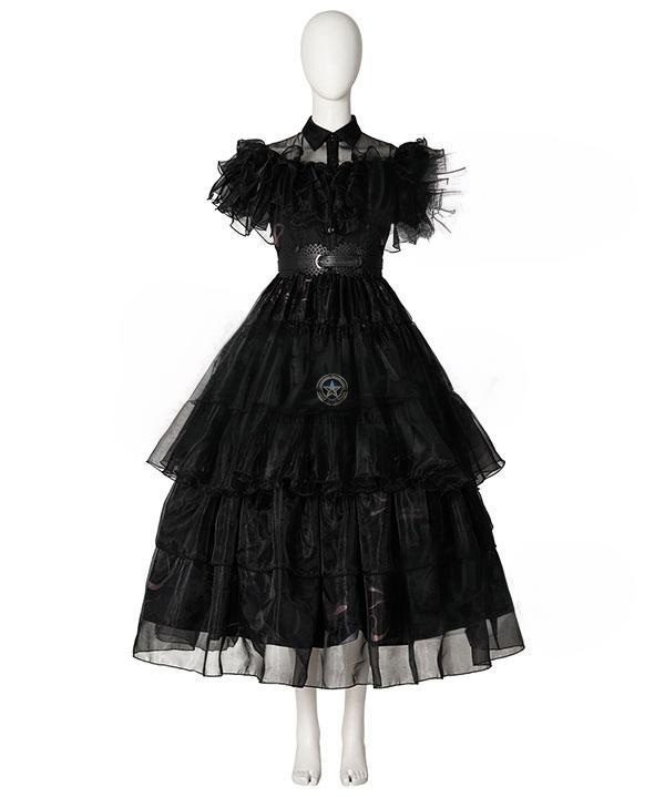 2022 Addams Family TV Series Black Raval Ball Cosplay Costume - Wednesday Addams Dress