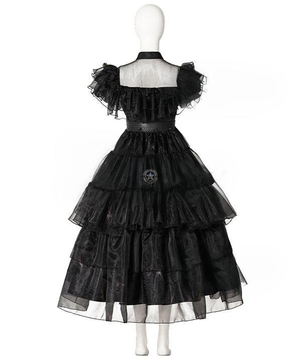2022 Addams Family TV Series Black Raval Ball Cosplay Costume - Wednesday Addams Dress