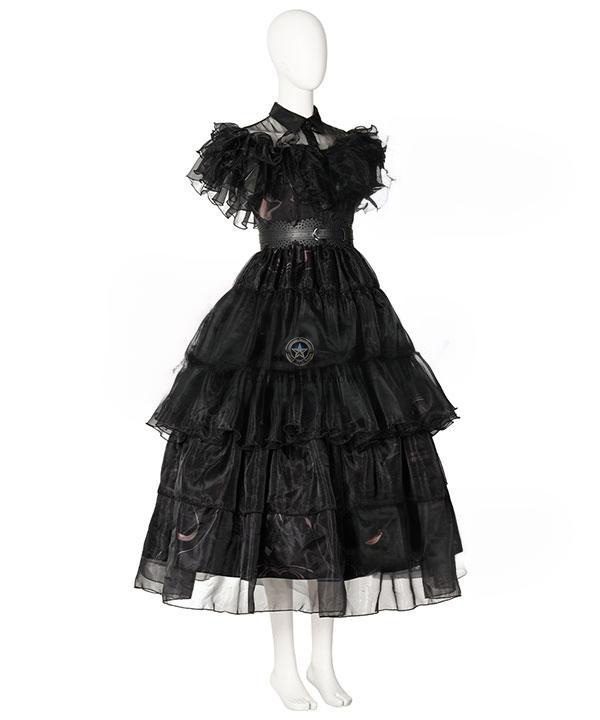 2022 Addams Family TV Series Black Raval Ball Cosplay Costume - Wednesday Addams Dress
